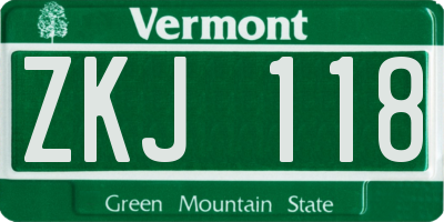 VT license plate ZKJ118