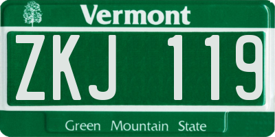VT license plate ZKJ119
