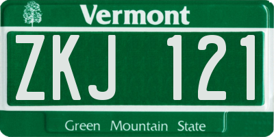 VT license plate ZKJ121