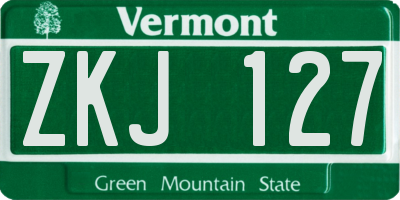 VT license plate ZKJ127