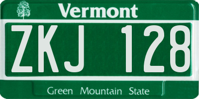 VT license plate ZKJ128