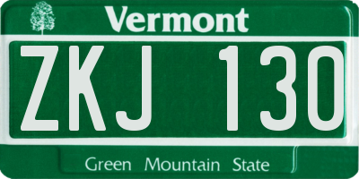 VT license plate ZKJ130