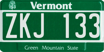 VT license plate ZKJ133