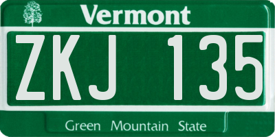 VT license plate ZKJ135