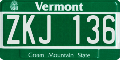 VT license plate ZKJ136