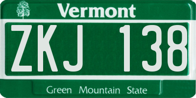 VT license plate ZKJ138