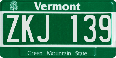 VT license plate ZKJ139