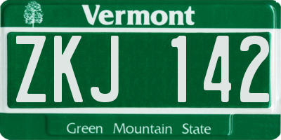 VT license plate ZKJ142