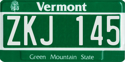 VT license plate ZKJ145