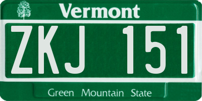 VT license plate ZKJ151