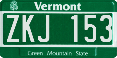 VT license plate ZKJ153