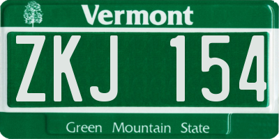 VT license plate ZKJ154