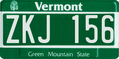 VT license plate ZKJ156