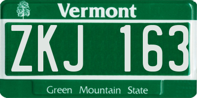 VT license plate ZKJ163