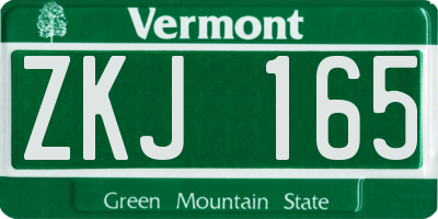 VT license plate ZKJ165