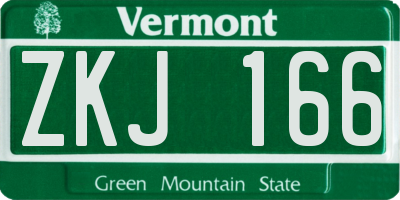 VT license plate ZKJ166