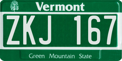 VT license plate ZKJ167