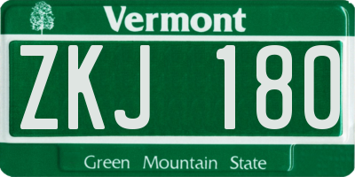 VT license plate ZKJ180