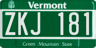 VT license plate ZKJ181