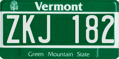 VT license plate ZKJ182