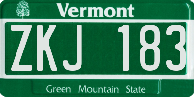 VT license plate ZKJ183