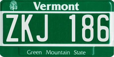 VT license plate ZKJ186
