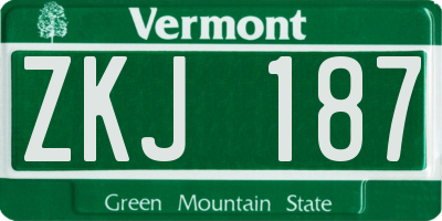 VT license plate ZKJ187
