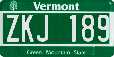 VT license plate ZKJ189