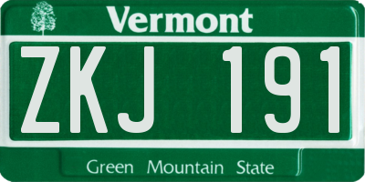 VT license plate ZKJ191