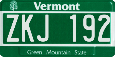 VT license plate ZKJ192