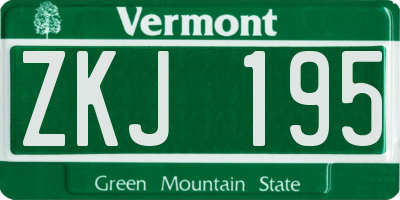 VT license plate ZKJ195