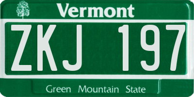 VT license plate ZKJ197