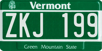 VT license plate ZKJ199