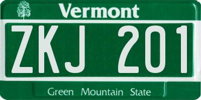 VT license plate ZKJ201