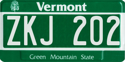 VT license plate ZKJ202
