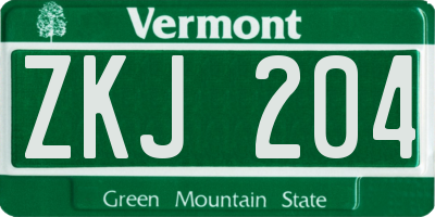 VT license plate ZKJ204