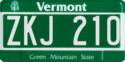 VT license plate ZKJ210