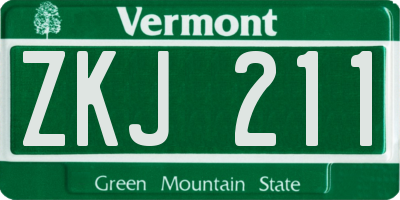 VT license plate ZKJ211