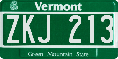 VT license plate ZKJ213