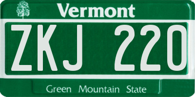 VT license plate ZKJ220