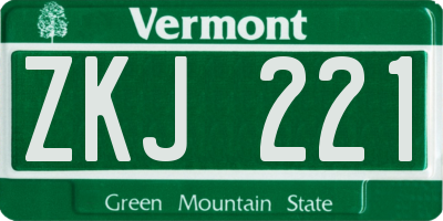 VT license plate ZKJ221