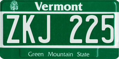 VT license plate ZKJ225