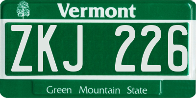 VT license plate ZKJ226