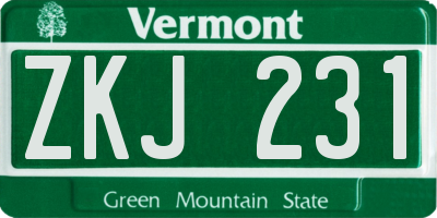 VT license plate ZKJ231