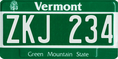 VT license plate ZKJ234