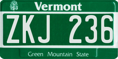 VT license plate ZKJ236