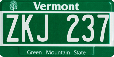 VT license plate ZKJ237