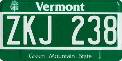 VT license plate ZKJ238