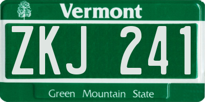 VT license plate ZKJ241