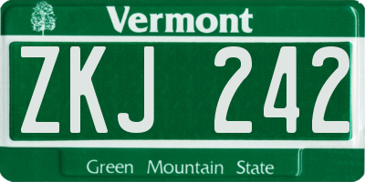 VT license plate ZKJ242